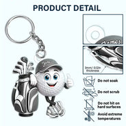 Top Market,Golf,Gift For Yourself,Vector,Happy - 3D Golf Ball Golfer - Personalized Acrylic Keychain
