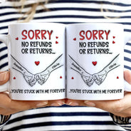 Top Market,Gift For Couples,Old Couples,Gift For Women,Gift For Men,LGBT,Love - 3D Inflated Effect Printed You Are Stuck With Me Forever - Personalized White Edge-to-Edge Mug