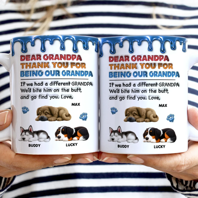 Dog Lovers,Dog Mom,Dog Dad,Gift For Men,Gift For Women,Top Market,Funny - 3D Inflated Effect Thank You For Being My Mom Dad - Personalized White Edge-to-Edge Mug