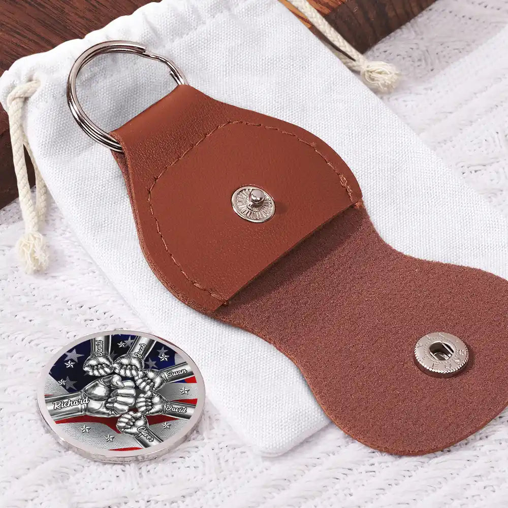 Gift For Father,Gift For Grandpa,Gift For Men,Happy,Independence Day - 3D Metal Effect Best Dad Grandpa Ever - Personalized Leather Pocket Hug