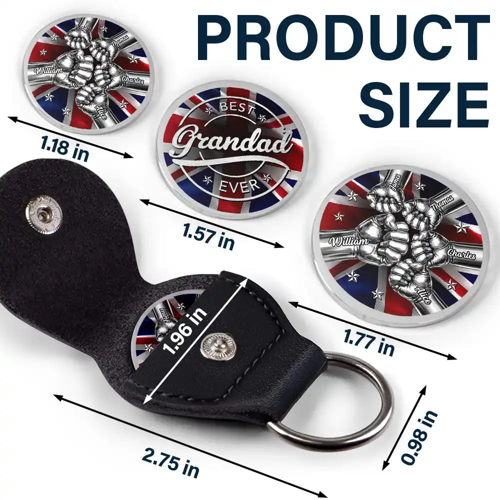 Gift For Father,Gift For Grandpa,Gift For Men,Happy,Independence Day - 3D Metal Effect Best Dad Grandpa Ever - Personalized Leather Pocket Hug