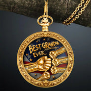 Gift For Father,Gift For Grandpa,Gift For Men,Happy,Independence Day - 3D Metal Effect Best Dad Grandpa Ever - Personalized Pocket Watch