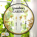 Gift For Women, Gift For Mother, Gift For Grandma, Love - 3D Metal Effect Birth Month Flowers Grandmas Moms Garden - Personalized Stained Glass Window Hanging Suncatcher