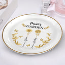 Gift For Women, Gift For Mother, Gift For Grandma, Love - 3D Metal Effect Birth Month Flowers Grandmas Moms Garden - Personalized Round Ring Dish