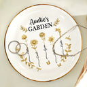 Gift For Women, Gift For Mother, Gift For Grandma, Love - 3D Metal Effect Birth Month Flowers Grandmas Moms Garden - Personalized Round Ring Dish