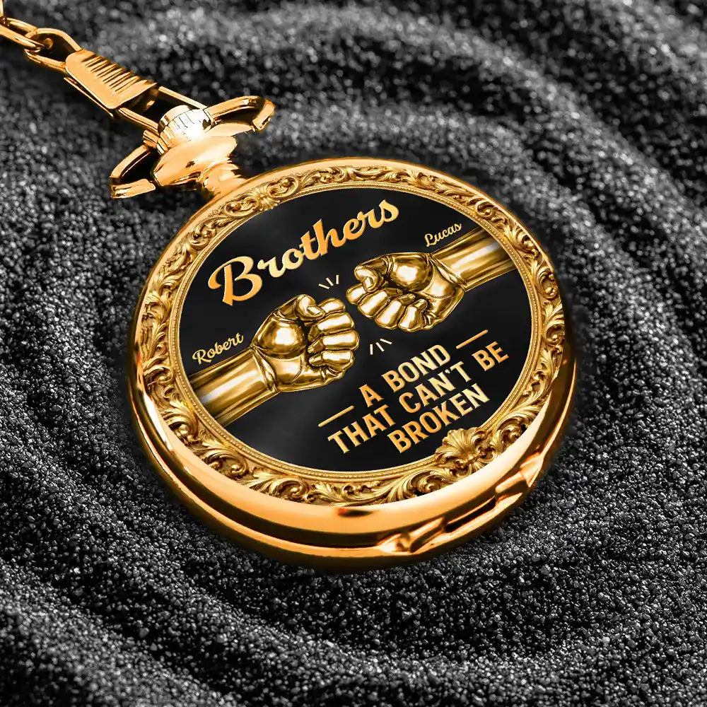 3D Metal Effect Brothers A Bond That Can't Be Broken - Personalized Pocket Watch