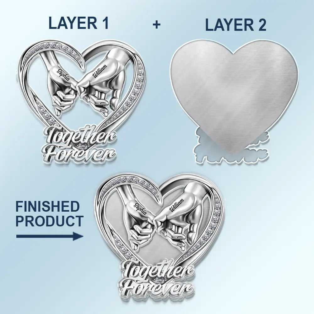 Gift For Couples, LGBT, Gift For Women, Gift For Men, Love, Top Market - 3D Metal Effect Couple Holding Hands You & Me We Got This - Personalized Custom Shaped Acrylic Car Visor Clip