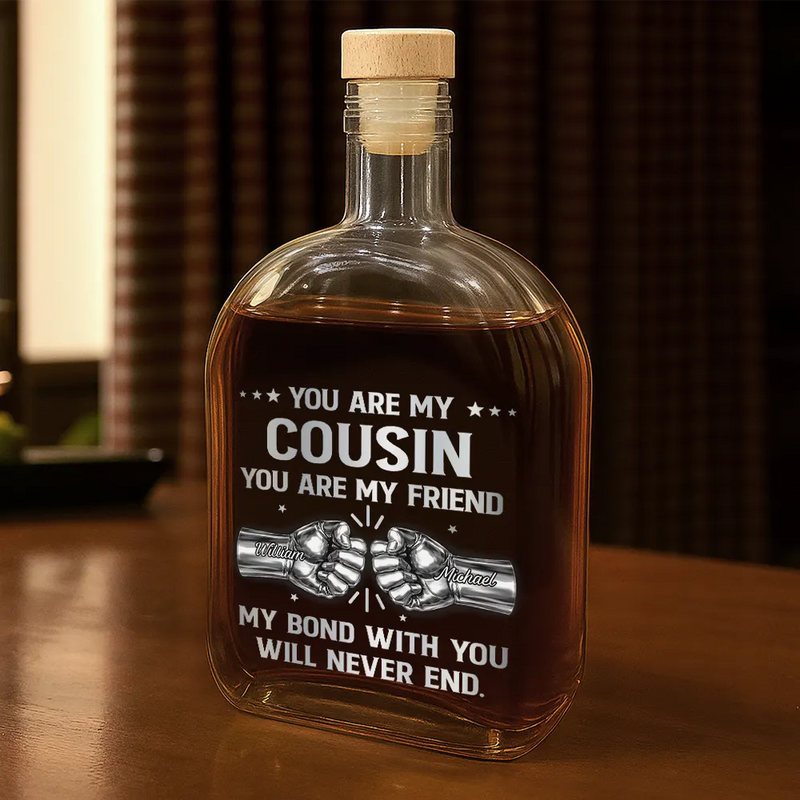 Gift For Brothers,Cousin,Gift For Father,Gift For Men,Happy - 3D Metal Effect You Are My Brother My Friend - Personalized Whiskey Bottle