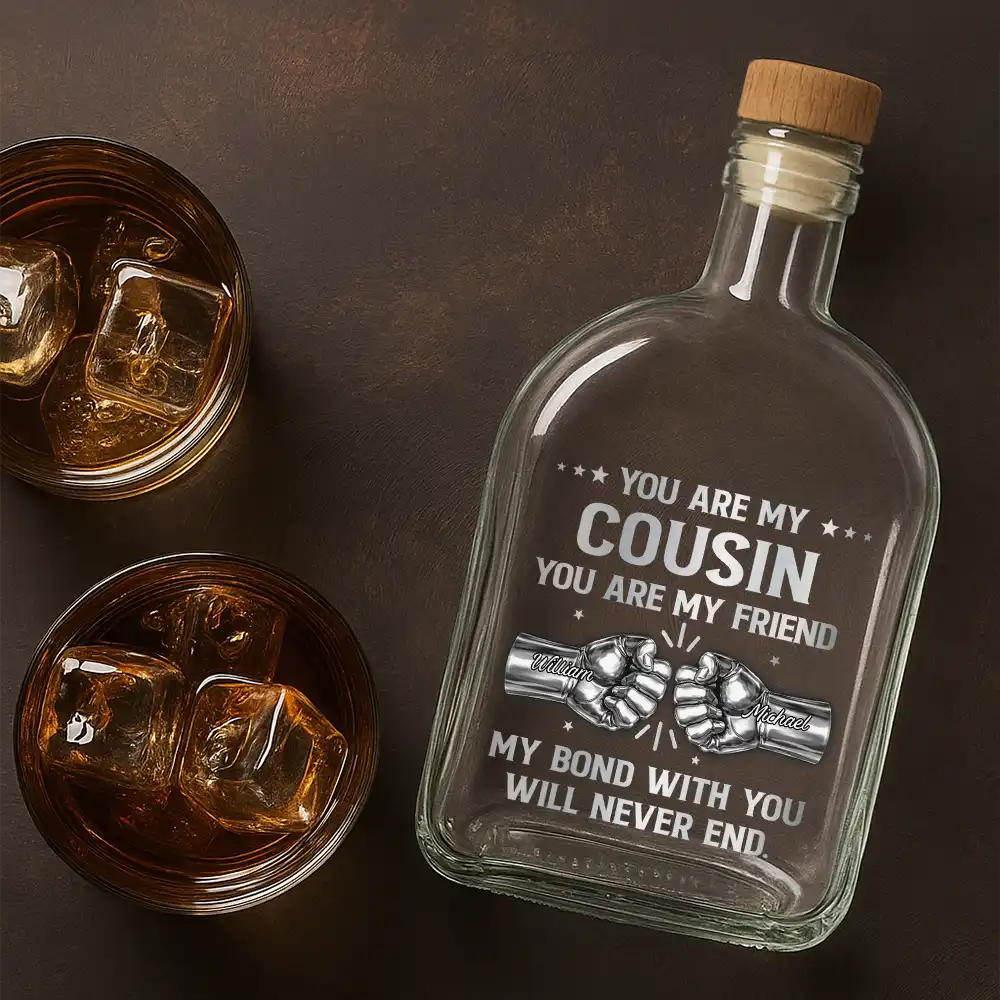 Gift For Brothers,Cousin,Gift For Father,Gift For Men,Happy - 3D Metal Effect You Are My Brother My Friend - Personalized Whiskey Bottle