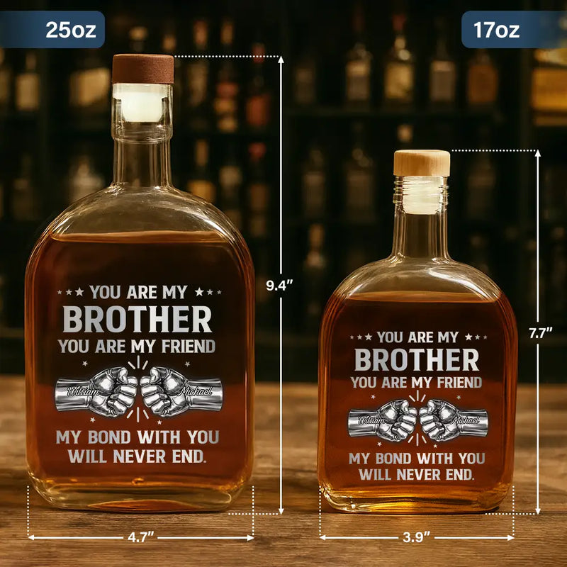 Gift For Brothers,Cousin,Gift For Father,Gift For Men,Happy - 3D Metal Effect You Are My Brother My Friend - Personalized Whiskey Bottle