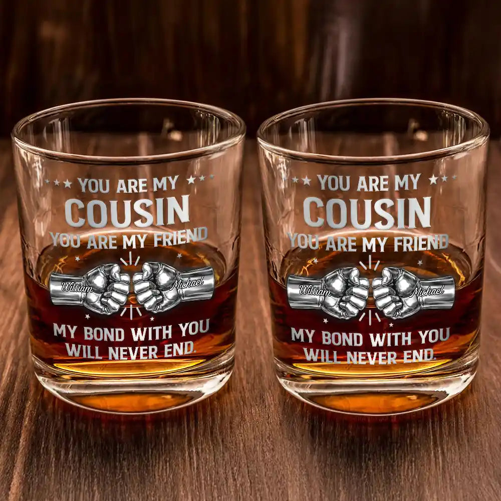 Gift For Brothers,Cousin,Gift For Father,Gift For Men,Happy - 3D Metal Effect You Are My Brother My Friend - Personalized Whiskey Glass