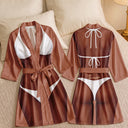 Humorous,Beach,Gift For Yourself,Summer,Gift For Women,Icon - 3D Sexy Body Bikini - Personalized Satin Robe