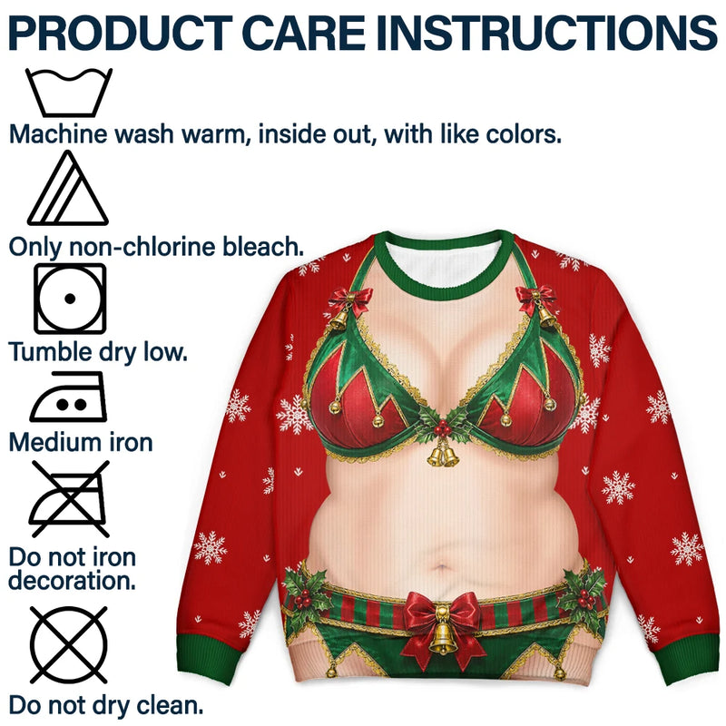 Christmas,Humorous,Gift For Yourself,Gift For Women,Icon - 3D Sexy Body Christmas - Personalized Unisex Ugly Sweater