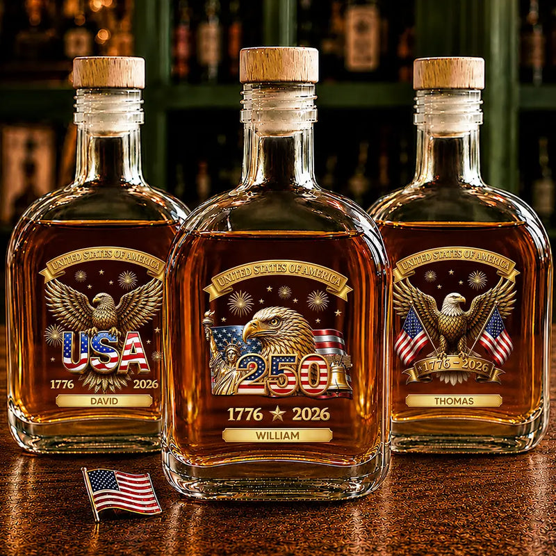 3D Effect America 250th Anniversary - Personalized Whiskey Bottle
