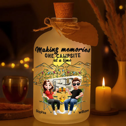 3D Couple Making Memories One Campsite - Personalized Short Bottle Light