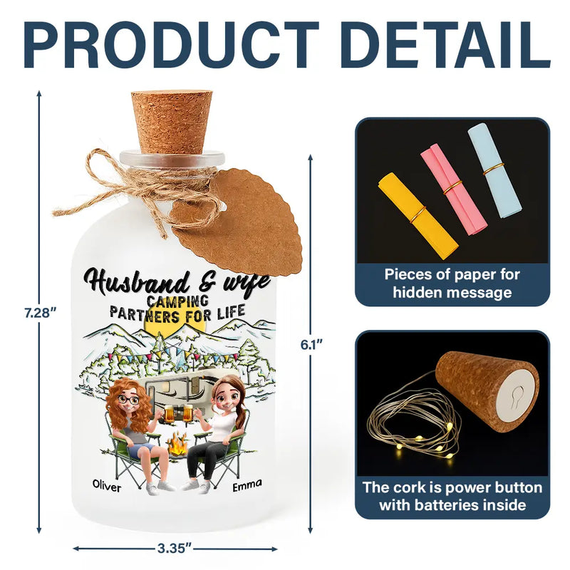 Camping,Campsite,Gift For Couples,Happy,Gift For Husband,Gift For Girlfriend,Gift For Boyfriend,Gift For Wife - 3d Couple Making Memories One Campsite - Personalized Short Bottle Light