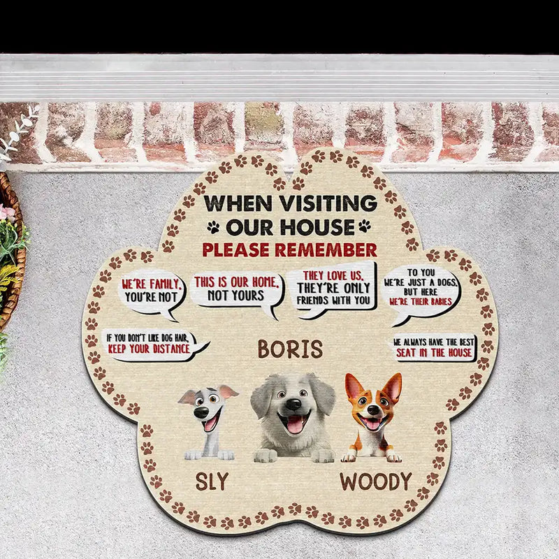 Dog Lovers,Dog Mom,Dog Dad,Funny - 3d Effect When Visiting Our House - Personalized Custom Shaped Doormat