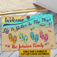 Beach House Better In Flip Flops Custom Doormat