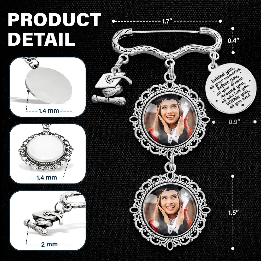 Graduation,Family,Love - Custom Photo Behind You All Your Memories - Personalized Graduation Tassel Pin