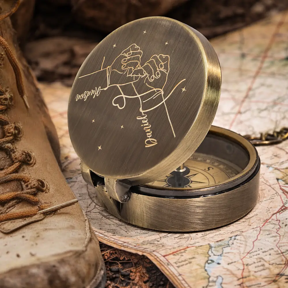 Gift For Husband,Gift For Boyfriend,LGBT,Gift For Men,Love,Icon,Romantic - Couple Holding Hands I Want To Be Your Last Everything - Personalized Engraved Brass Compass
