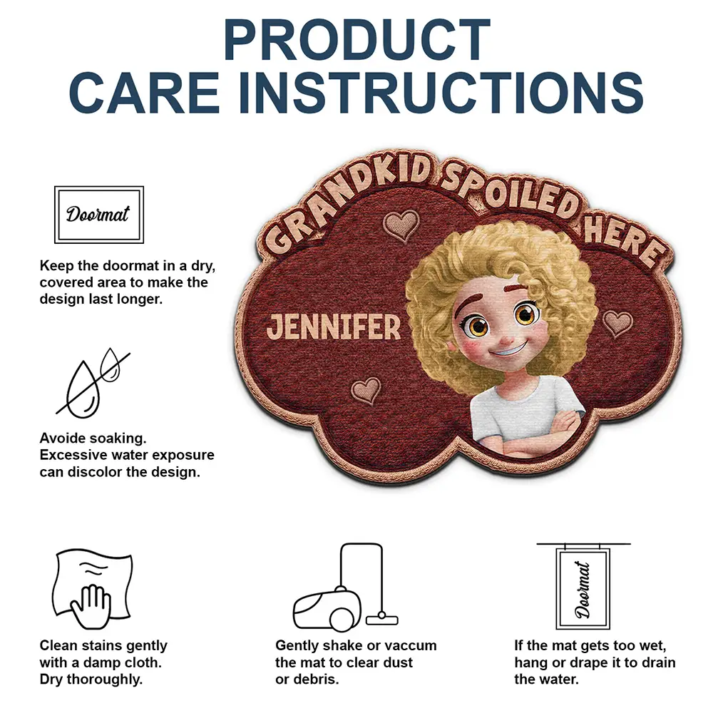 Gift For Grandma,Gift For Grandpa,Grandpa - Grandkids,Grandma - Grandkids,Gift For Women,Gift For Men,Happy,Top Market - Faux Embroidery Effect Grandkids Spoiled Here - Personalized Custom Shaped Doormat