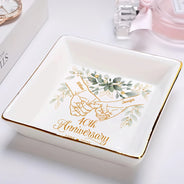 Wedding Anniversary, Gift For Couples, Gift For Husband, Gift For Wife, Happy - 50th Anniversary Forever Holding Hands - Personalized Ring Dish