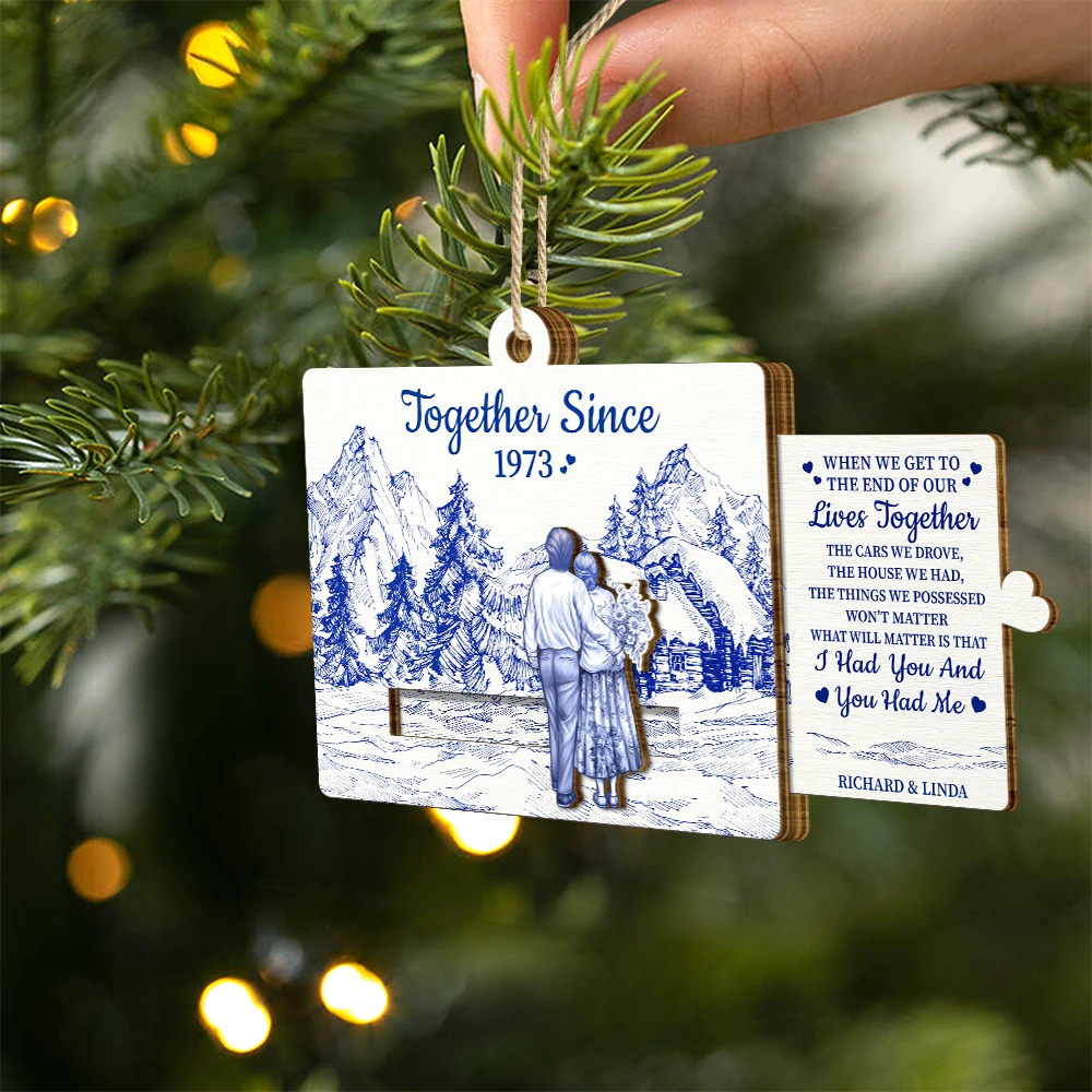 Gift For Couples,Old Couples,Christmas,Love - Couple Together When We Get To The End - Personalized Wooden Slide Ornament