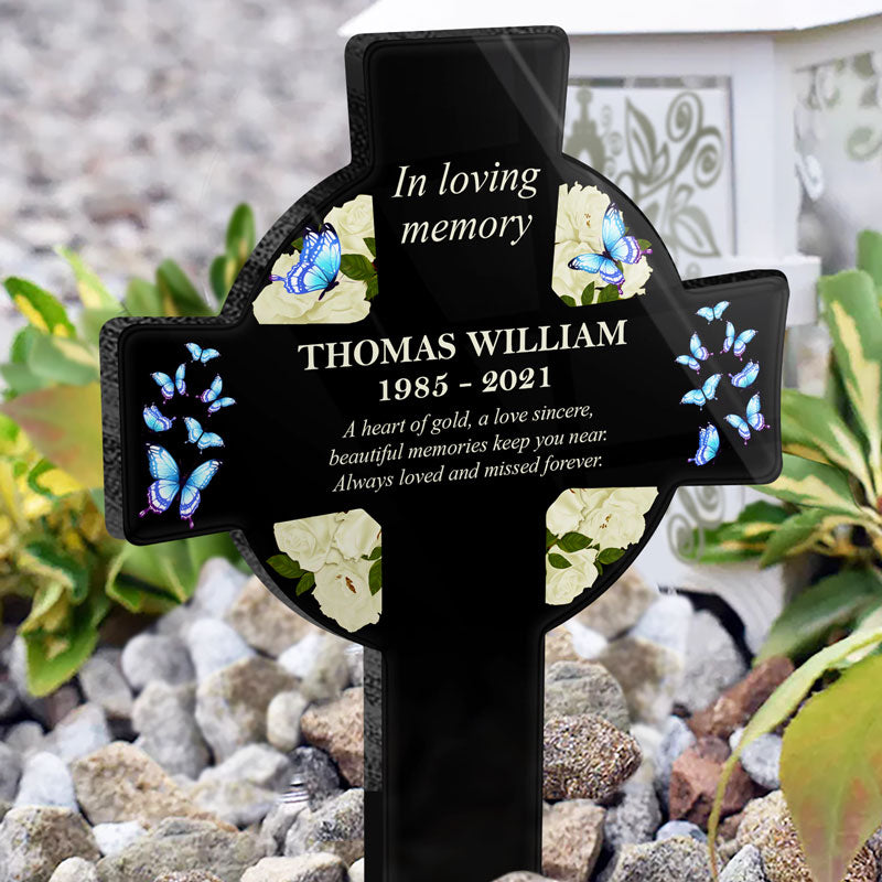 A Heart Of Gold - Memorial Gift - Personalized Custom Cross Acrylic Plaque Stake