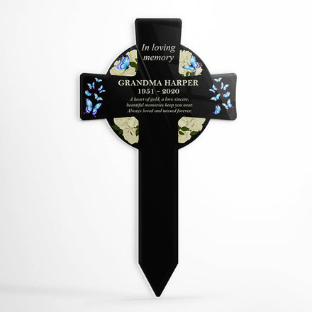 A Heart Of Gold - Memorial Gift - Personalized Custom Cross Acrylic Plaque Stake
