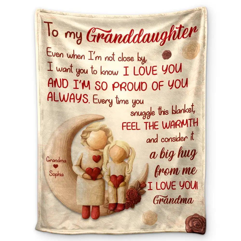 Grandma - Grandkids,Gift For Grandkids,Mom - Children,Love,Top Marke - A Big Hug From Mom Grandma - Personalized Fleece Blanket, Sherpa Blanket