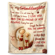 Grandma - Grandkids,Gift For Grandkids,Mom - Children,Love,Top Marke - A Big Hug From Mom Grandma - Personalized Fleece Blanket, Sherpa Blanket