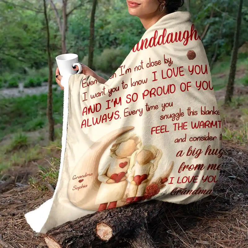 Grandma - Grandkids,Gift For Grandkids,Mom - Children,Love,Top Marke - A Big Hug From Mom Grandma - Personalized Fleece Blanket, Sherpa Blanket