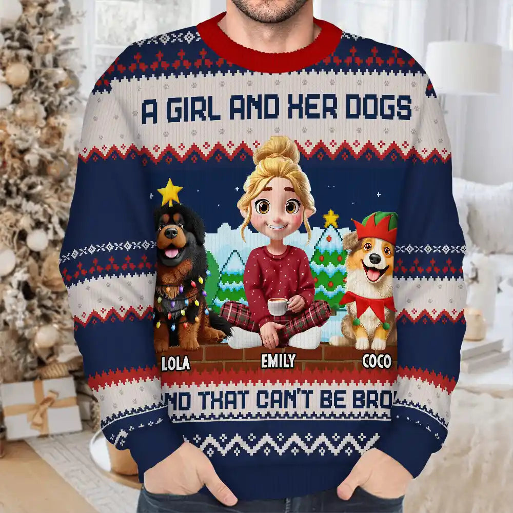 Dog Lovers,Dog Couple,Dog Mom,Dog Dad,Christmas,Top Market,Happy - A Bond That Can't Be Broken Dog Lover - Personalized Unisex Ugly Sweater