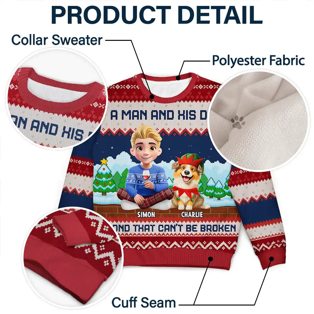 Dog Lovers,Dog Couple,Dog Mom,Dog Dad,Christmas,Top Market,Happy - A Bond That Can't Be Broken Dog Lover - Personalized Unisex Ugly Sweater