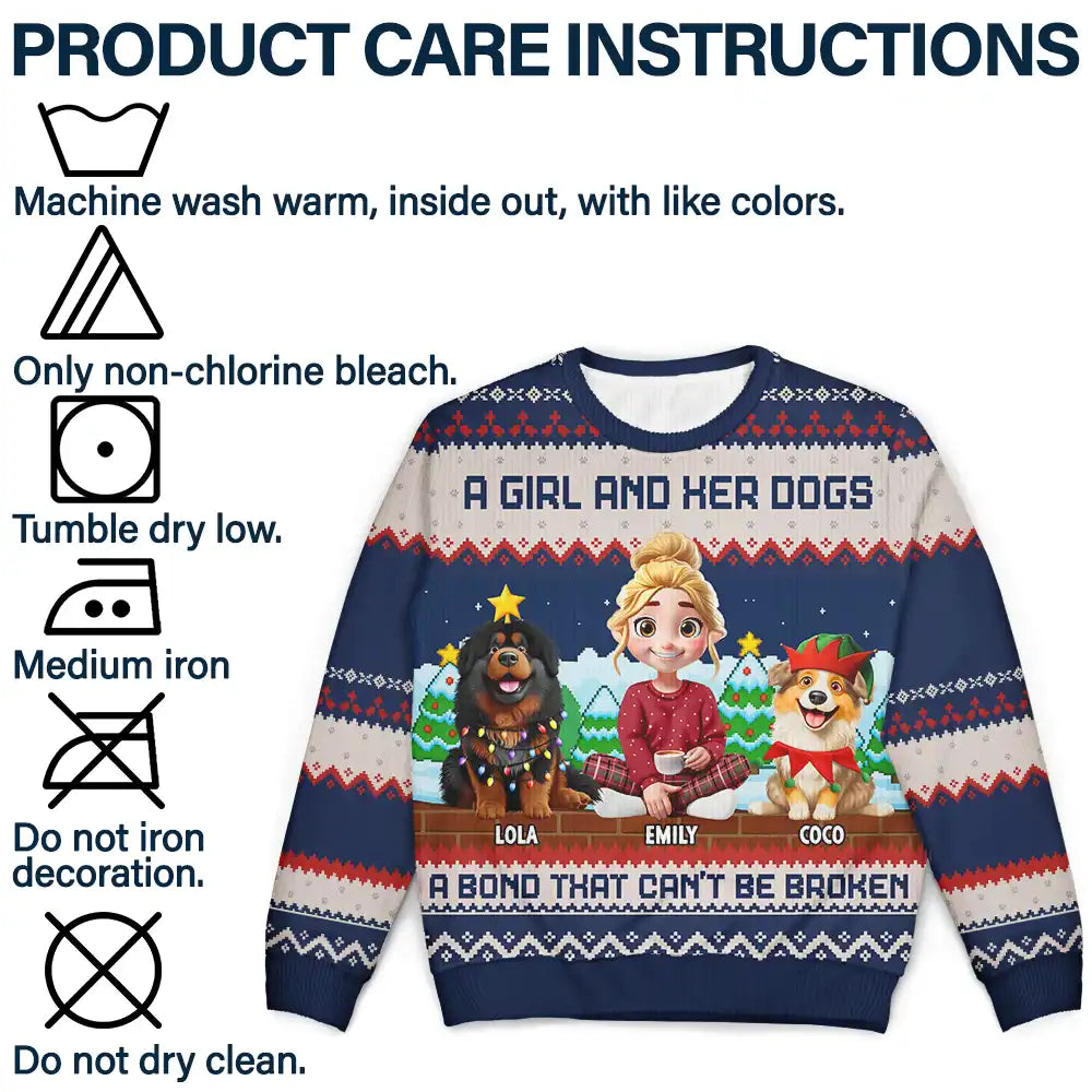 Dog Lovers,Dog Couple,Dog Mom,Dog Dad,Christmas,Top Market,Happy - A Bond That Can't Be Broken Dog Lover - Personalized Unisex Ugly Sweater