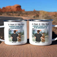 Happy,Dog Lovers,Pet Lovers,Gift For Women,Gift For Yourself,Dog Mom,Dog Dad - A Bond That Can't Be Broken Dog Mom Dog Dad - Personalized Enamel Mug