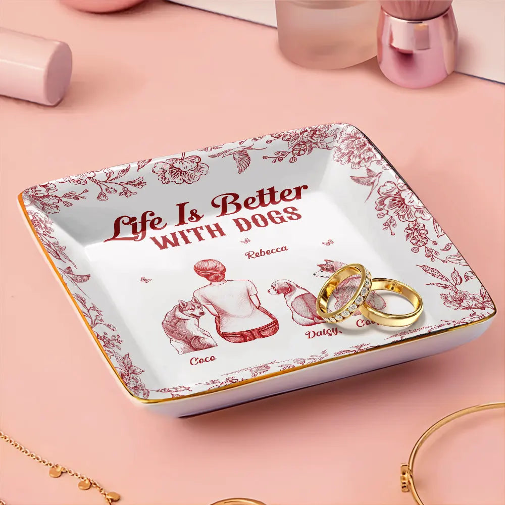 Dog Lovers, Pet Lovers, Cat Lovers, Love, Dog Mom - A Bond That Can't Be Broken Dog Toile - Personalized Ring Dish