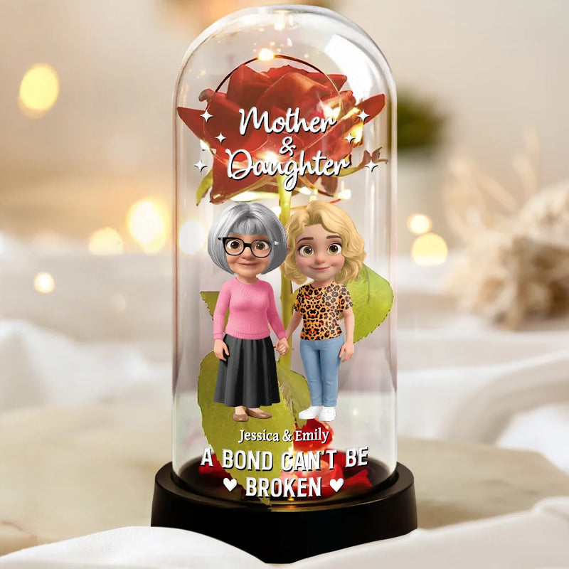 Mom - Daughters (Adult),Mom - Daughters (Young),Gift For Mother,Love - A Bond That Can't Be Broken Mom And Daughter - Personalized Everlasting Rose Dome Lamp