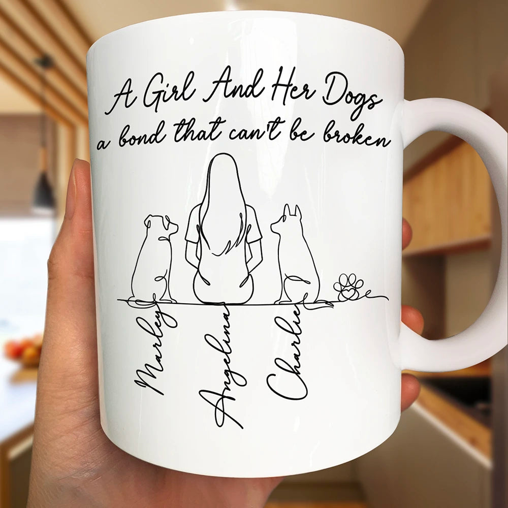 A Bond That Can't Be Broken Woman Man Line Art - Personalized Mug