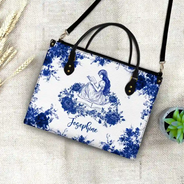 Teacher, Back To School, Reading, Gift For Women - A Chapter Of Chinoiserie Toile - Personalized Leather Bag