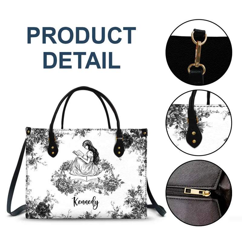 Teacher, Back To School, Reading, Gift For Women - A Chapter Of Chinoiserie Toile - Personalized Leather Bag