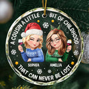Happy, Cousin, Family, Gift For Sibling, Gift For Brothers, Gift For Sisters, Christmas - A Cousin Is A Little Bit Of Childhood 3D Effect - Personalized Circle Glass Ornament