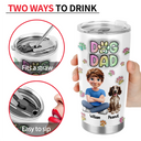 Pet Lovers,Pet Mom,Pet Dad,Dog Lovers,Dog Mom,Dog Dad,Happy,Non-Eng - Dog Mom Dog Dad Sitting - 3D Inflated Effect Printed Tumbler, Personalized Tumbler