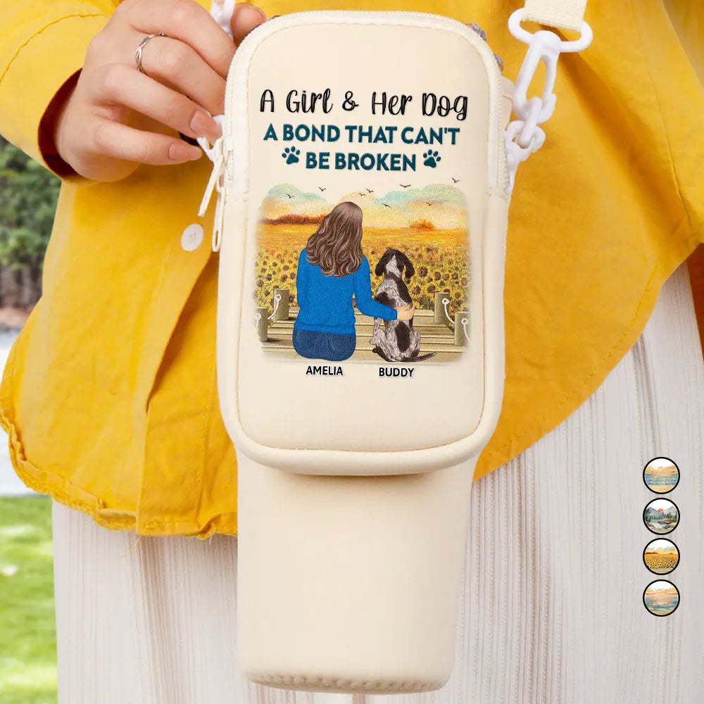 A Girl And Her Dog A Bond That Can't Be Broken - Personalized Bottle Carrier Bag