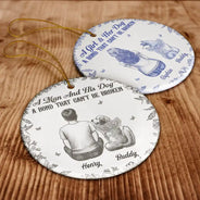 Pet Lovers,Pet Mom,Pet Dad,Dog Lovers,Dog Mom,Dog Dad,Happy,Christmas - A Girl And Her Dog A Bond That Can't Be Broken - Personalized Circle Ceramic Ornament