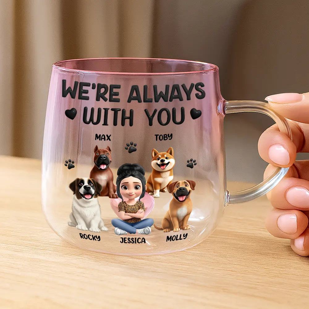 Dog Lovers,Dog Mom,Dog Dad,Pet Lovers,Happy - A Girl And Her Dog A Bond That Can't Be Broken - Personalized Gradient Glass Mug