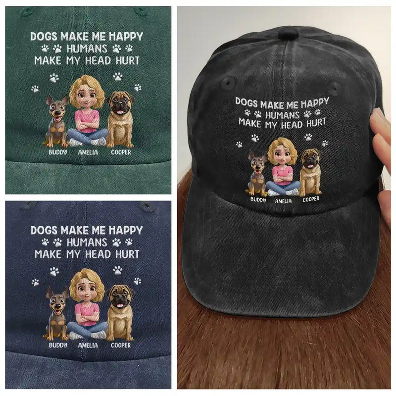 Dog Lovers,Dog Mom,Dog Dad,Pet Lovers,Happy - A Girl And Her Dog A Bond That Can't Be Broken - Personalized Vintage Washed Denim Cap