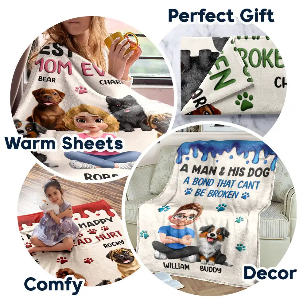 Dog Lovers,Dog Mom,Dog Dad,Pet Lovers,Happy - A Girl And Her Dog A Bond That Can't Be Broken - Personalized Fleece Blanket, Sherpa Blanket