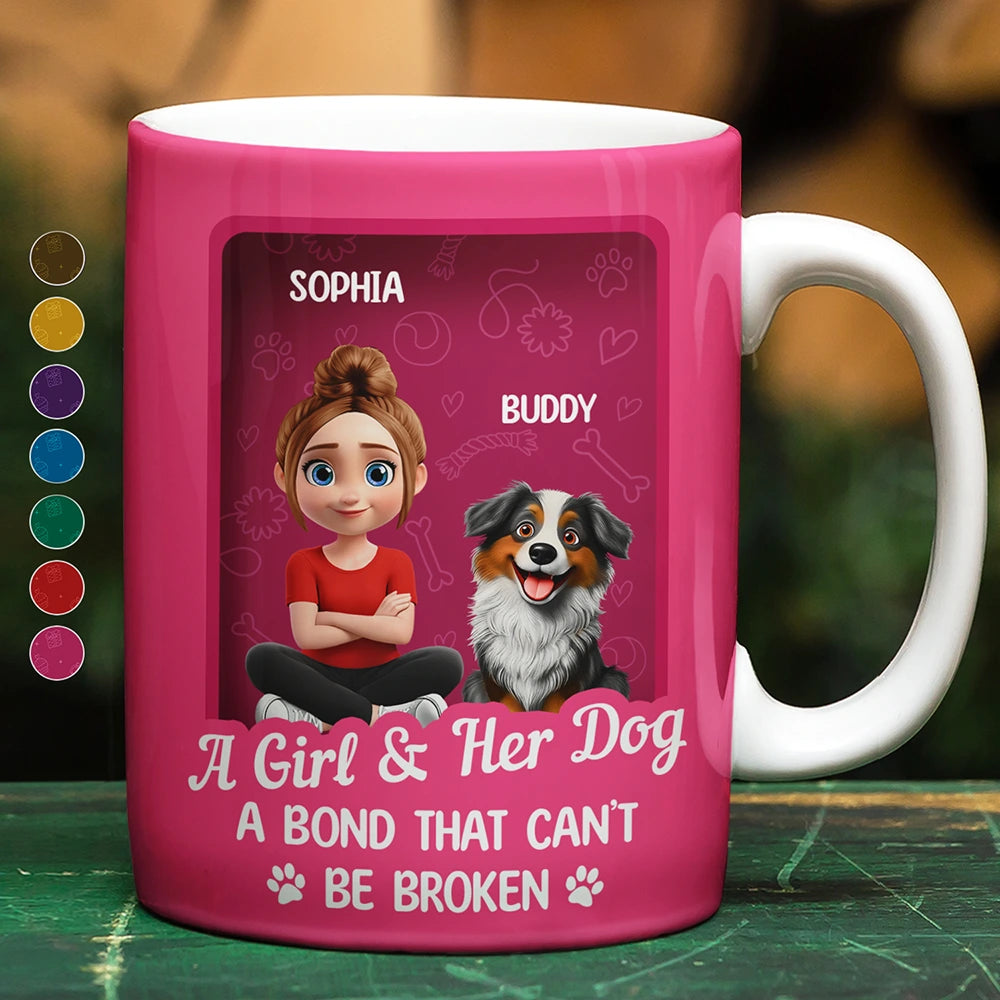 A Girl And Her Dog A Bond That Can't Be Broken Toy Box - Personalized White Edge-to-Edge Mug