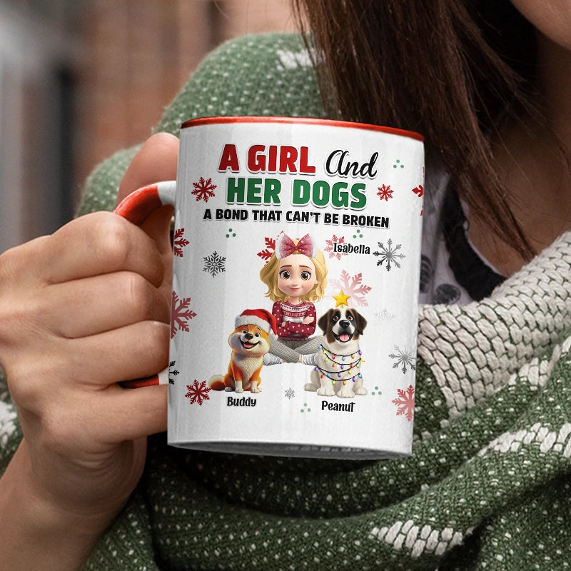 Dog Lovers,Dog Mom,Pet Lovers,Pet Mom,Happy,Christmas - A Girl And Her Dog Christmas - Personalized Accent Mug